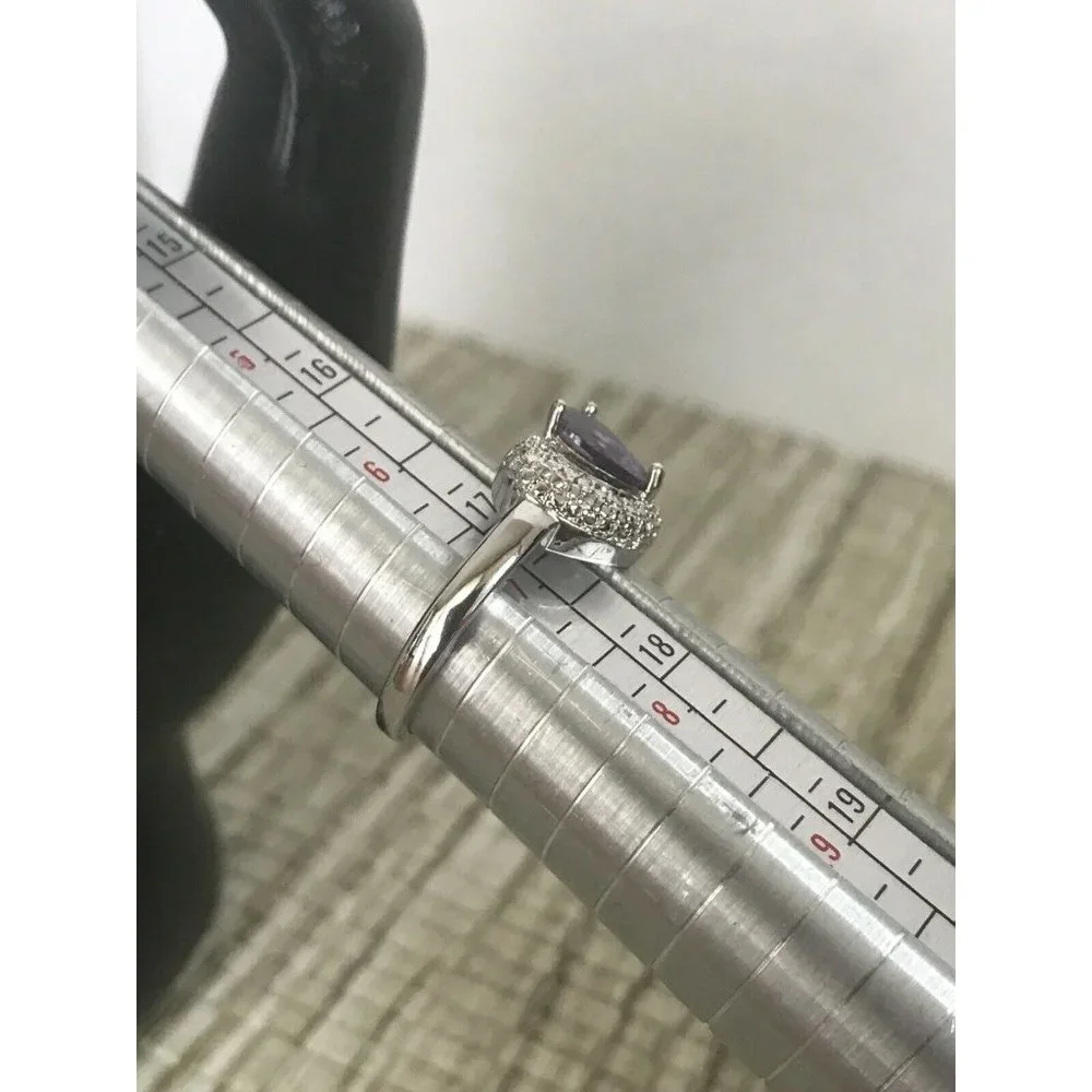 JS Lab Created Purple Stone Size 7 Rhodium‎ Plated PRETTY